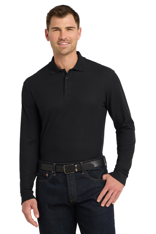 Port Authority Long Sleeve Core Classic Pique Polo K100LS Deep Black