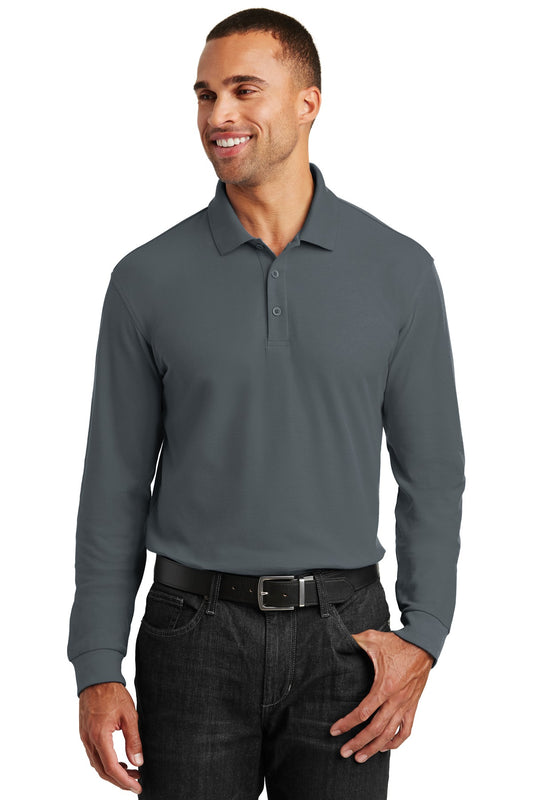 Port Authority Long Sleeve Core Classic Pique Polo. K100LS Graphite