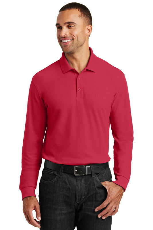 Port Authority Long Sleeve Core Classic Pique Polo. K100LS Rich Red