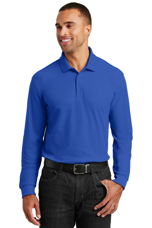 Port Authority Long Sleeve Core Classic Pique Polo. K100LS True Royal