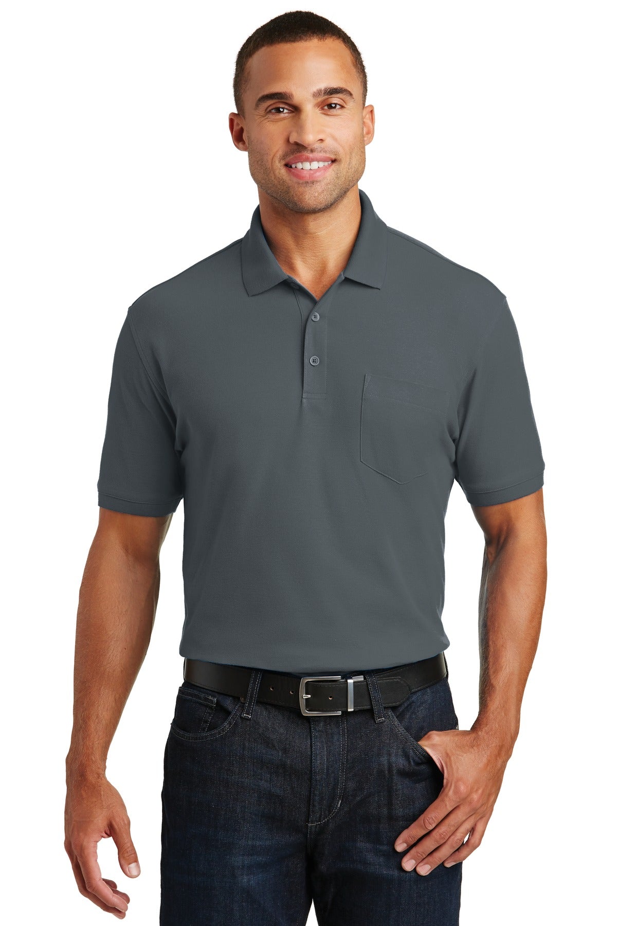 Port Authority Core Classic Pique Pocket Polo. K100P Graphite