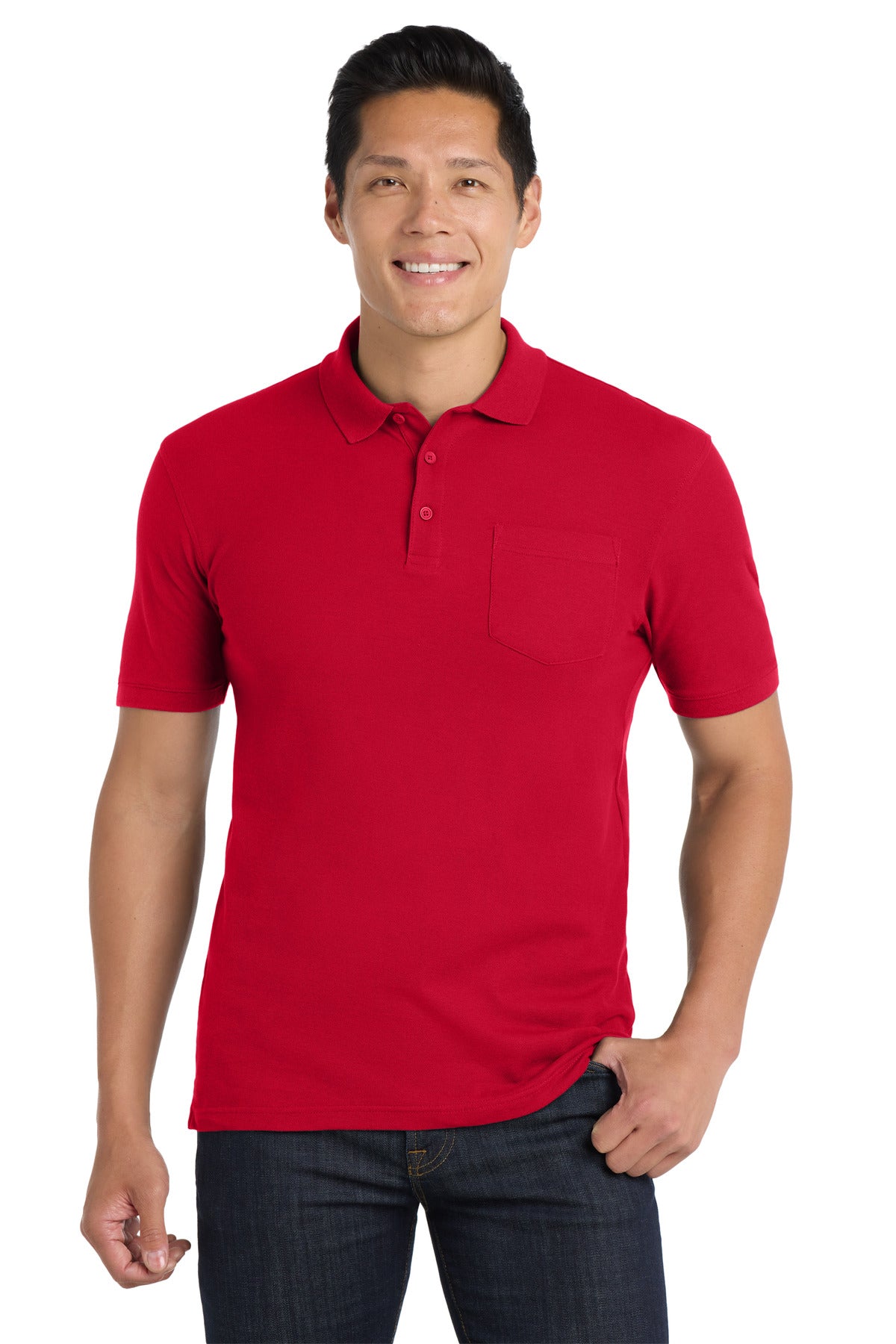 Port Authority Core Classic Pique Pocket Polo K100P Rich Red