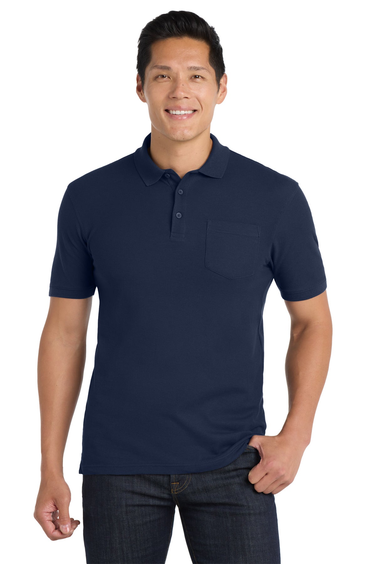 Port Authority Core Classic Pique Pocket Polo K100P River Blue Navy