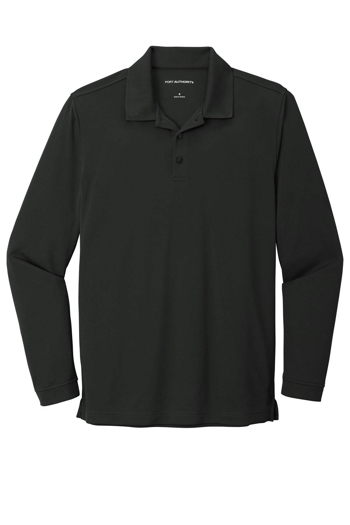 Port Authority Dry Zone UV Micro-Mesh Long Sleeve Polo K110LS Deep Black