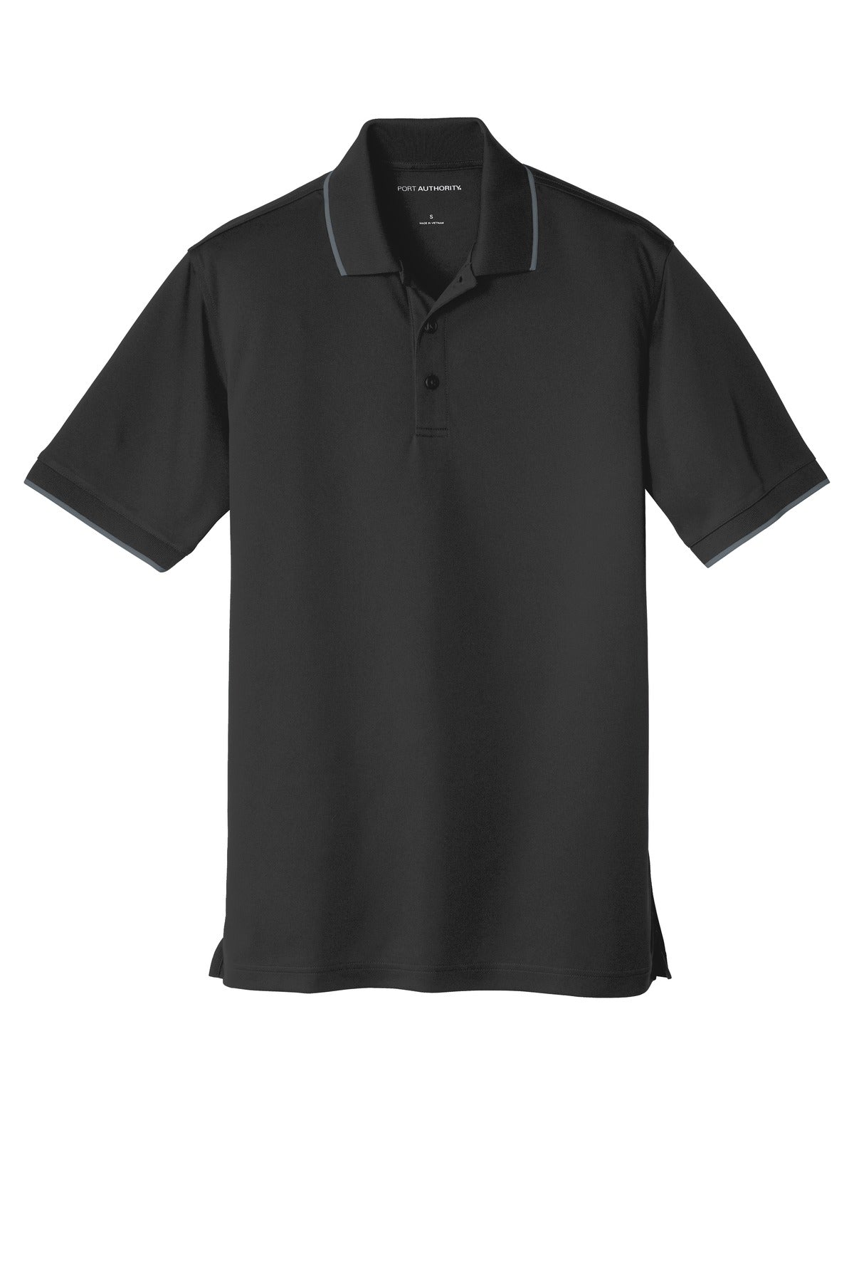 Port Authority Dry Zone UV Micro-Mesh Tipped Polo K111 Deep Black/ Graphite