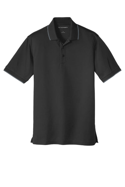 Port Authority Dry Zone UV Micro-Mesh Tipped Polo K111 Deep Black/ Graphite