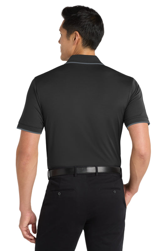 Port Authority Dry Zone UV Micro-Mesh Tipped Polo. K111 Deep Black/ Graphite