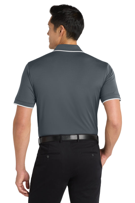 Port Authority Dry Zone UV Micro-Mesh Tipped Polo. K111 Graphite/ White