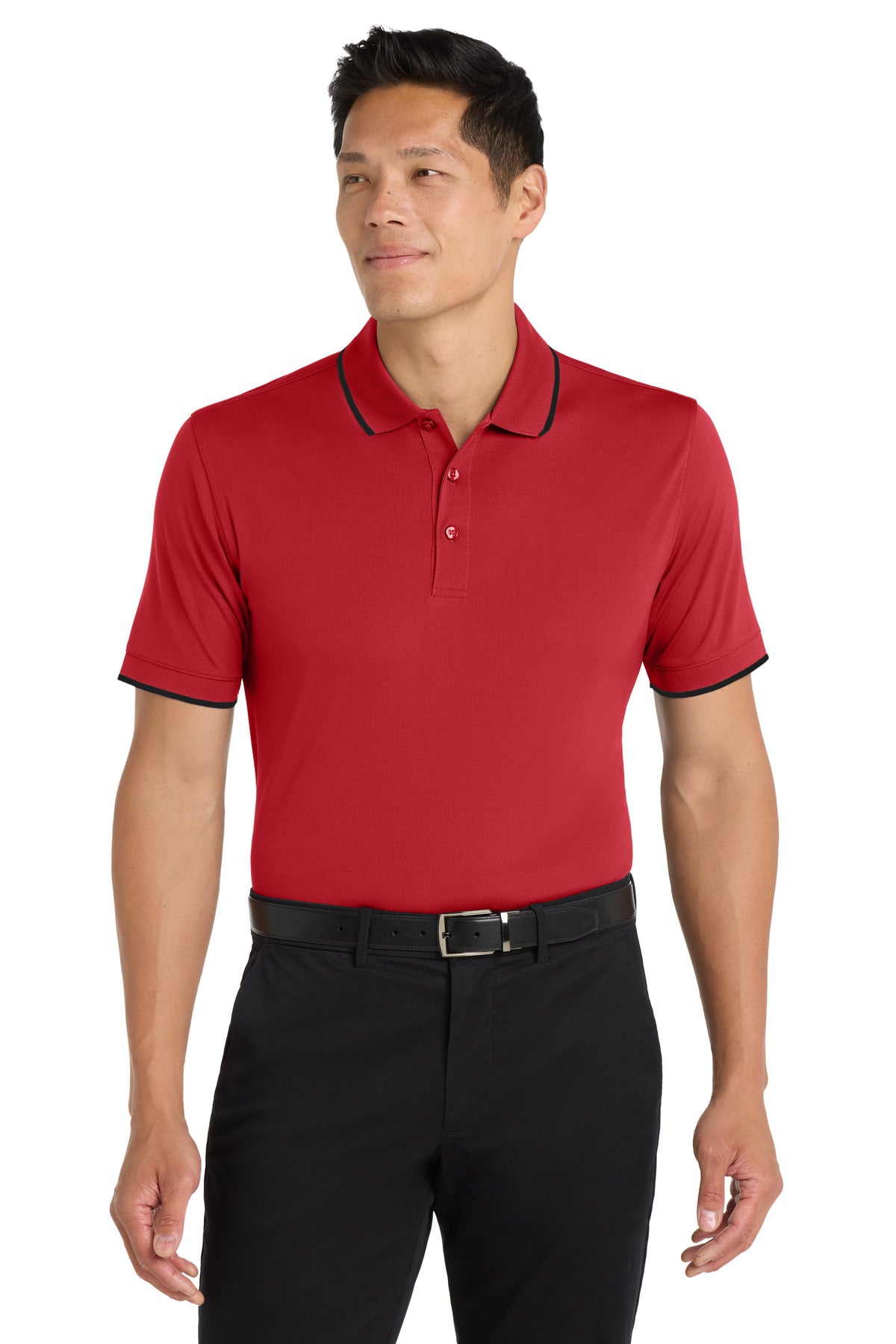 Port Authority Dry Zone UV Micro-Mesh Tipped Polo K111 Rich Red/ Deep Black