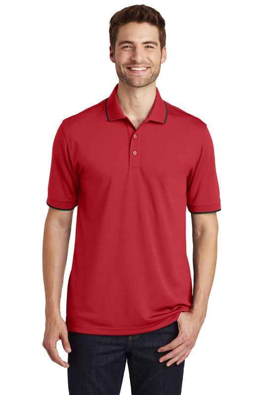 Port Authority Dry Zone UV Micro-Mesh Tipped Polo. K111 Rich Red/ Deep Black