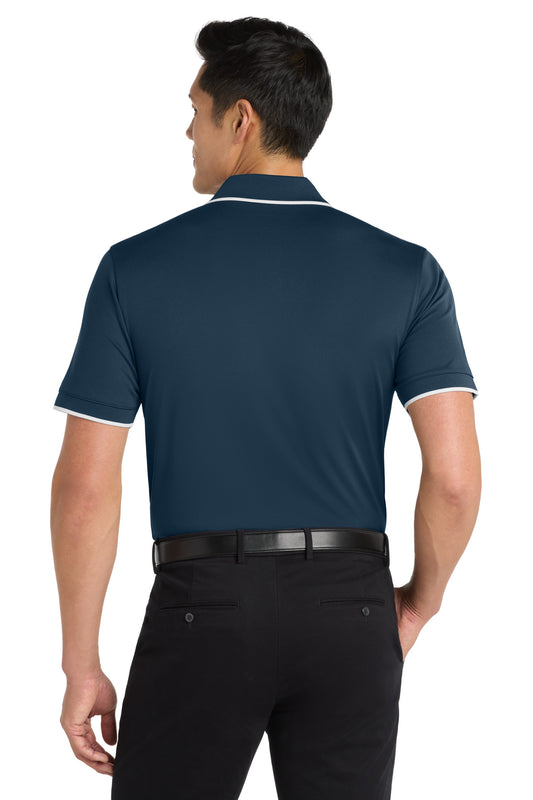 Port Authority Dry Zone UV Micro-Mesh Tipped Polo. K111 River Blue Navy/ White