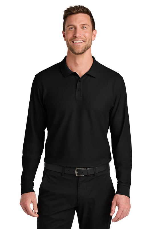 Port Authority Wearever Signature Pique Long Sleeve Polo K200LS Deep Black