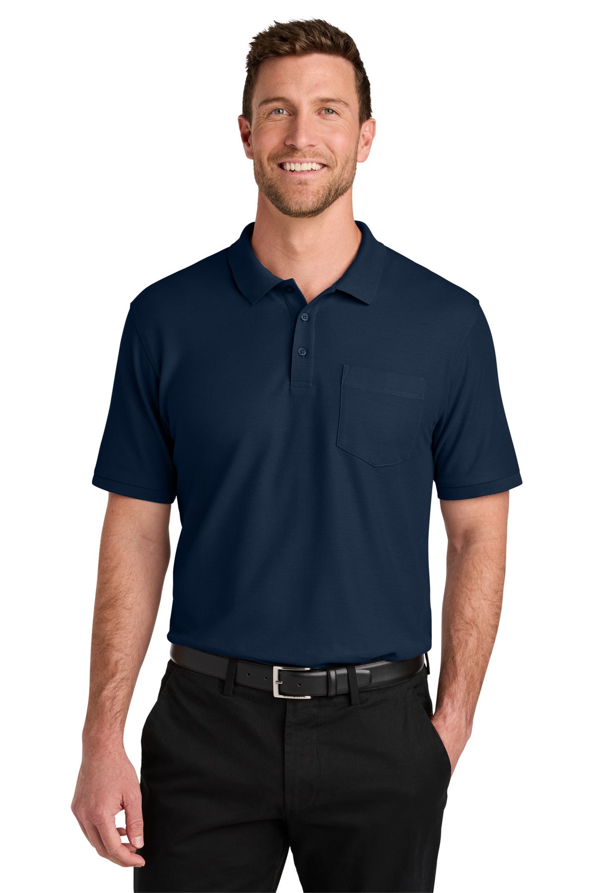 Port Authority Wearever Signature Pique Pocket Polo K200P River Blue Navy