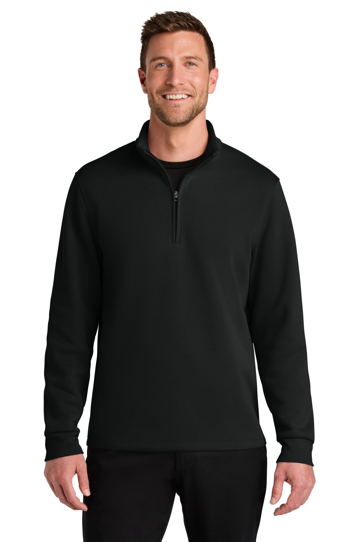 Port Authority Wearever Signature Double Pique 1/4-Zip K210 Deep Black