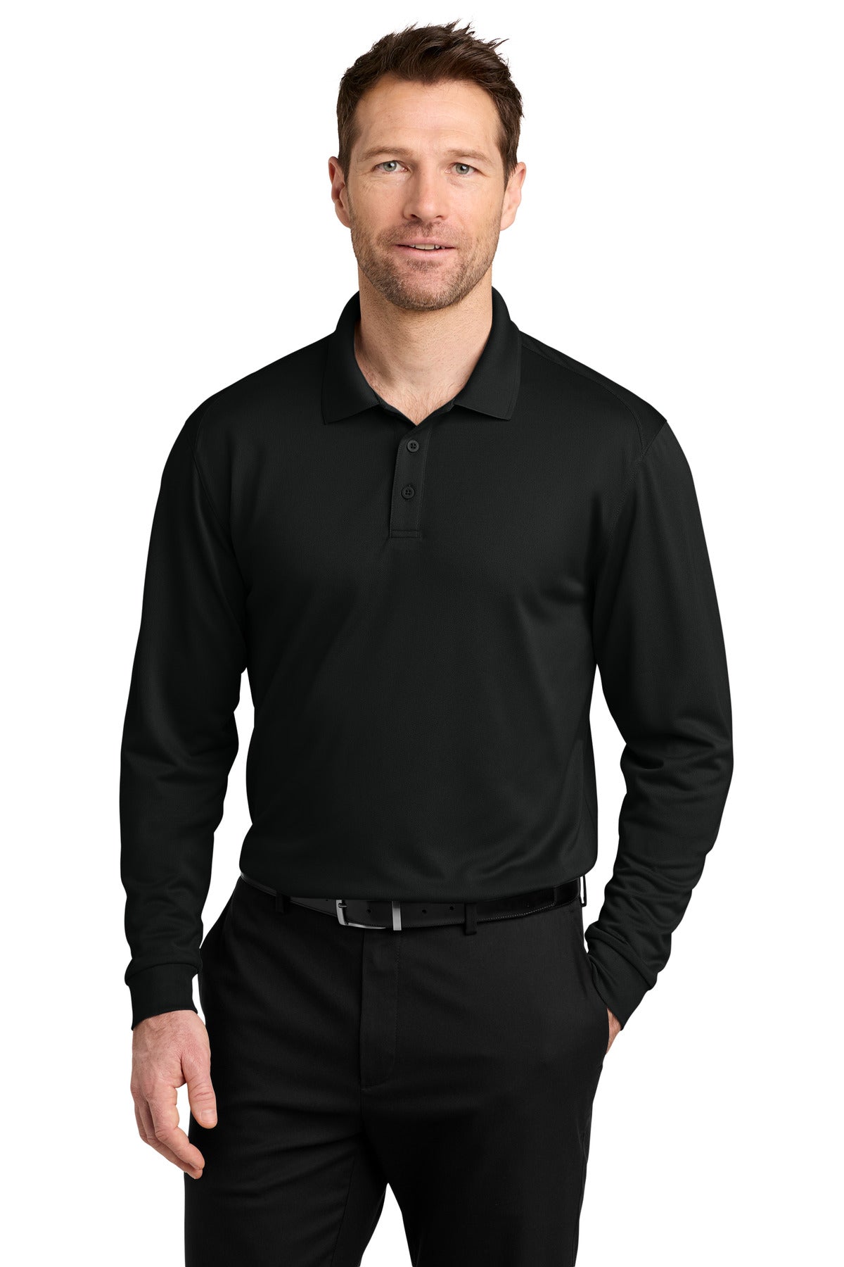Port Authority Wearever Performance Pique Long Sleeve Polo K240LS Deep Black