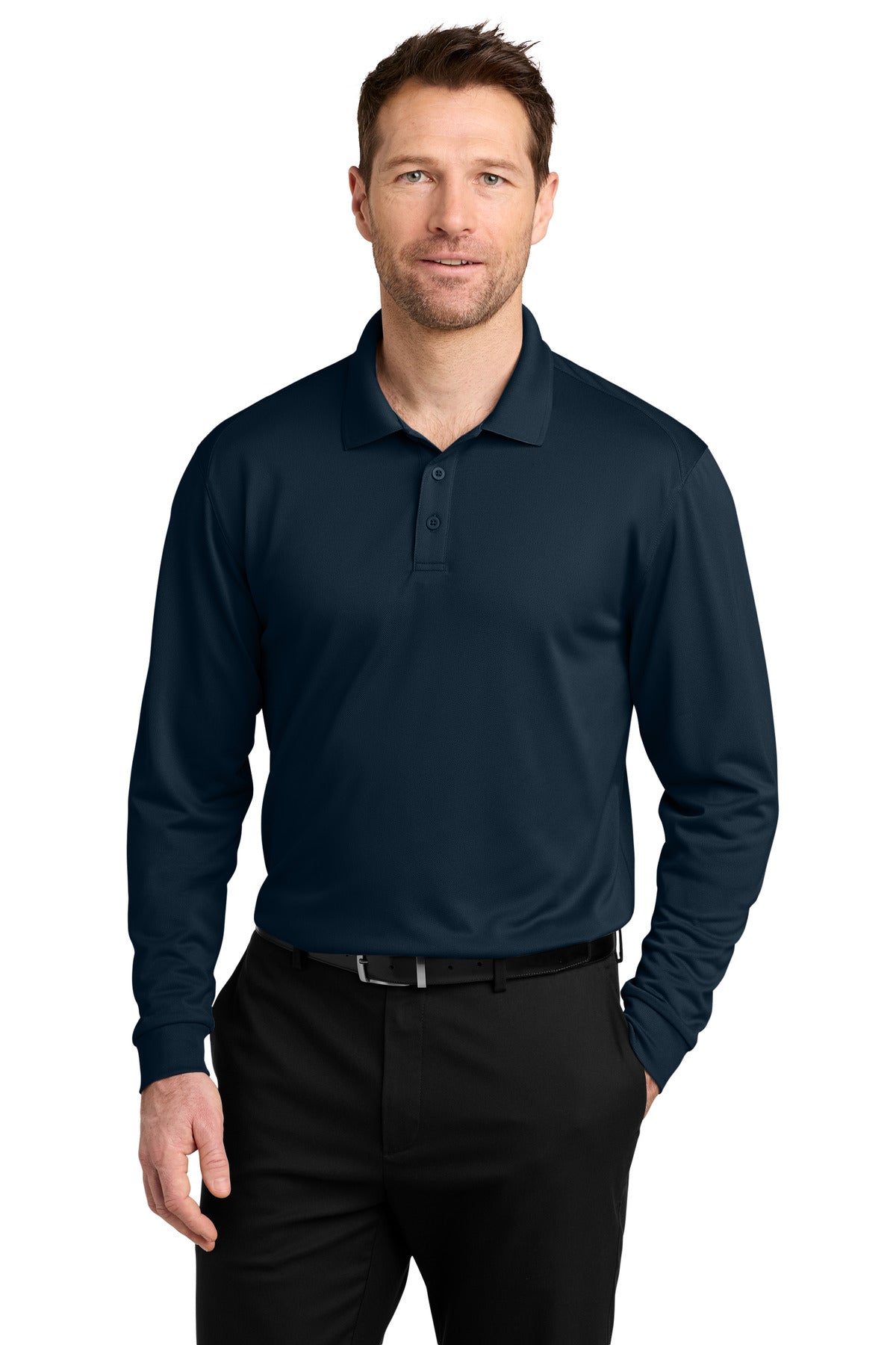 Port Authority Wearever Performance Pique Long Sleeve Polo K240LS River Blue Navy