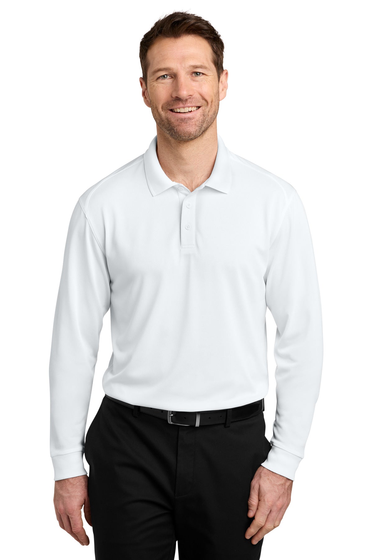 Port Authority Wearever Performance Pique Long Sleeve Polo K240LS White