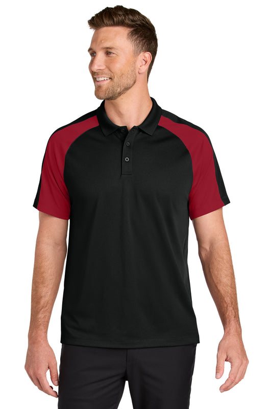 Port Authority Wearever Performance Pique Colorblock Polo K247 Deep Black/ Rich Red
