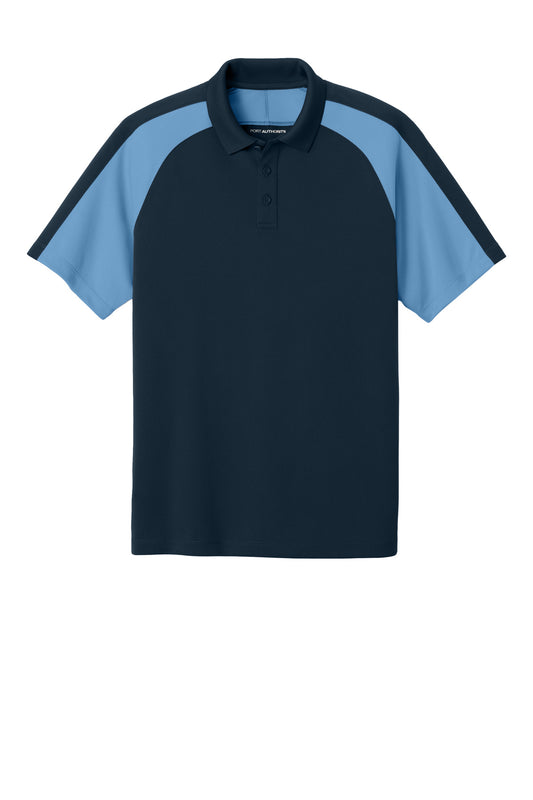 Port Authority Wearever Performance Pique Colorblock Polo K247 River Blue Navy/ Carolina Blue