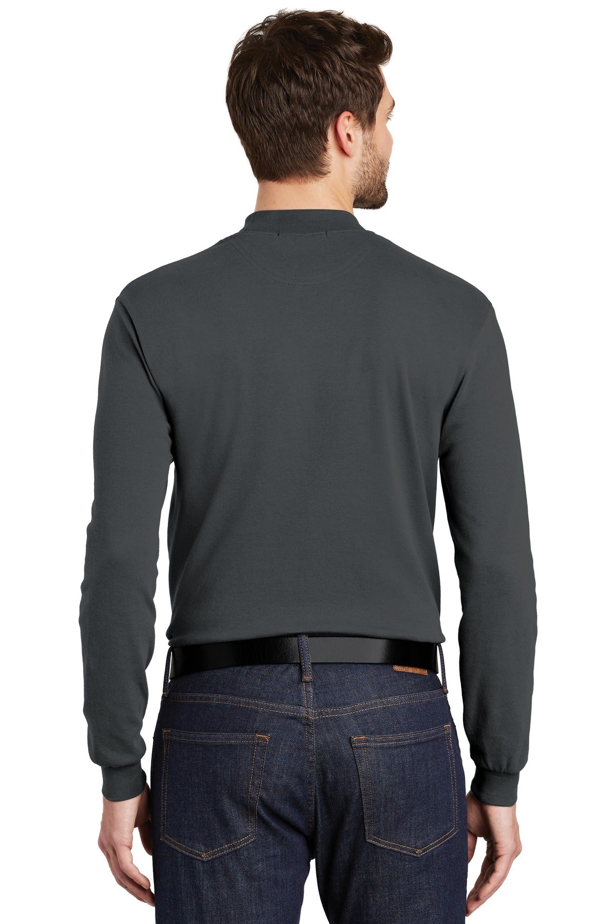 Port Authority Interlock Knit Mock Turtleneck.  K321 Steel Grey