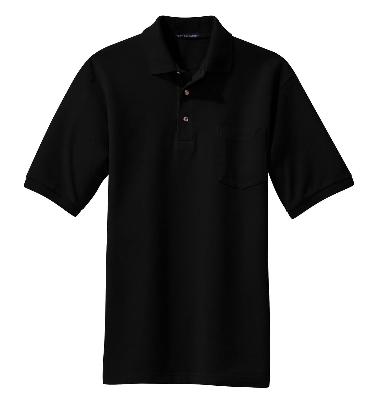 Port Authority Heavyweight Cotton Pique Polo with Pocket.  K420P Black