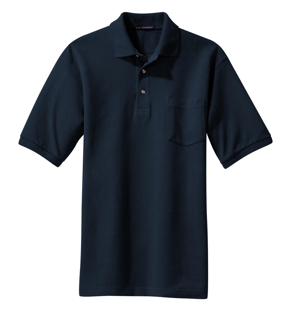 Port Authority Heavyweight Cotton Pique Polo with Pocket.  K420P Navy
