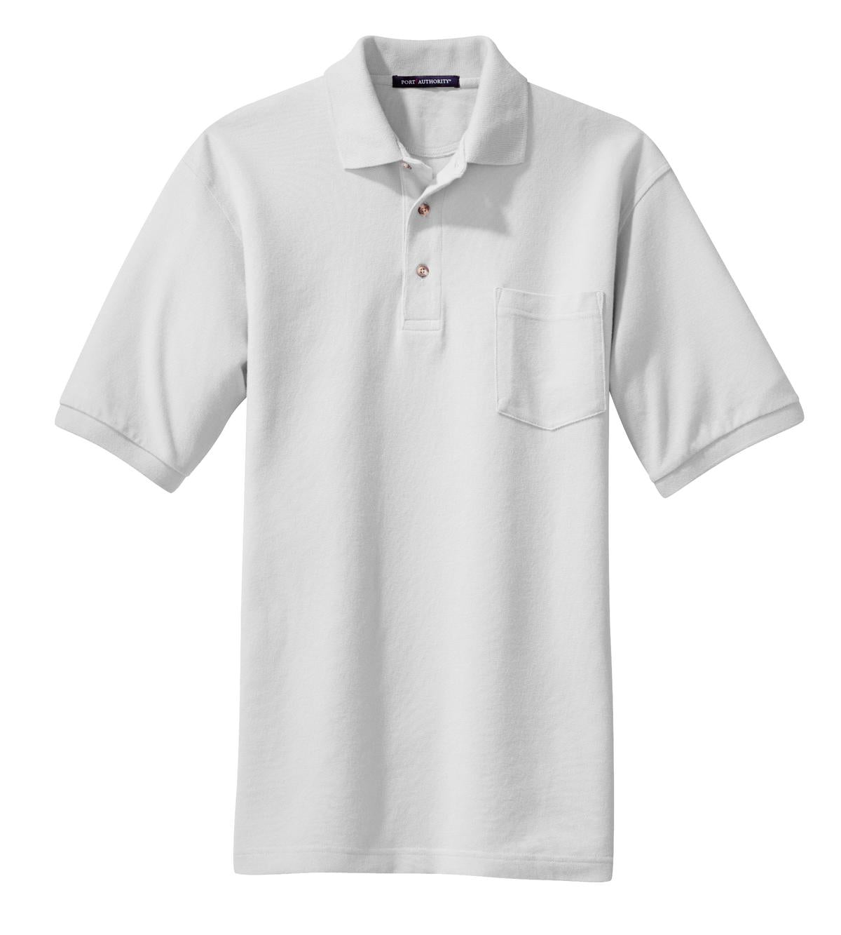 Port Authority Heavyweight Cotton Pique Polo with Pocket.  K420P White