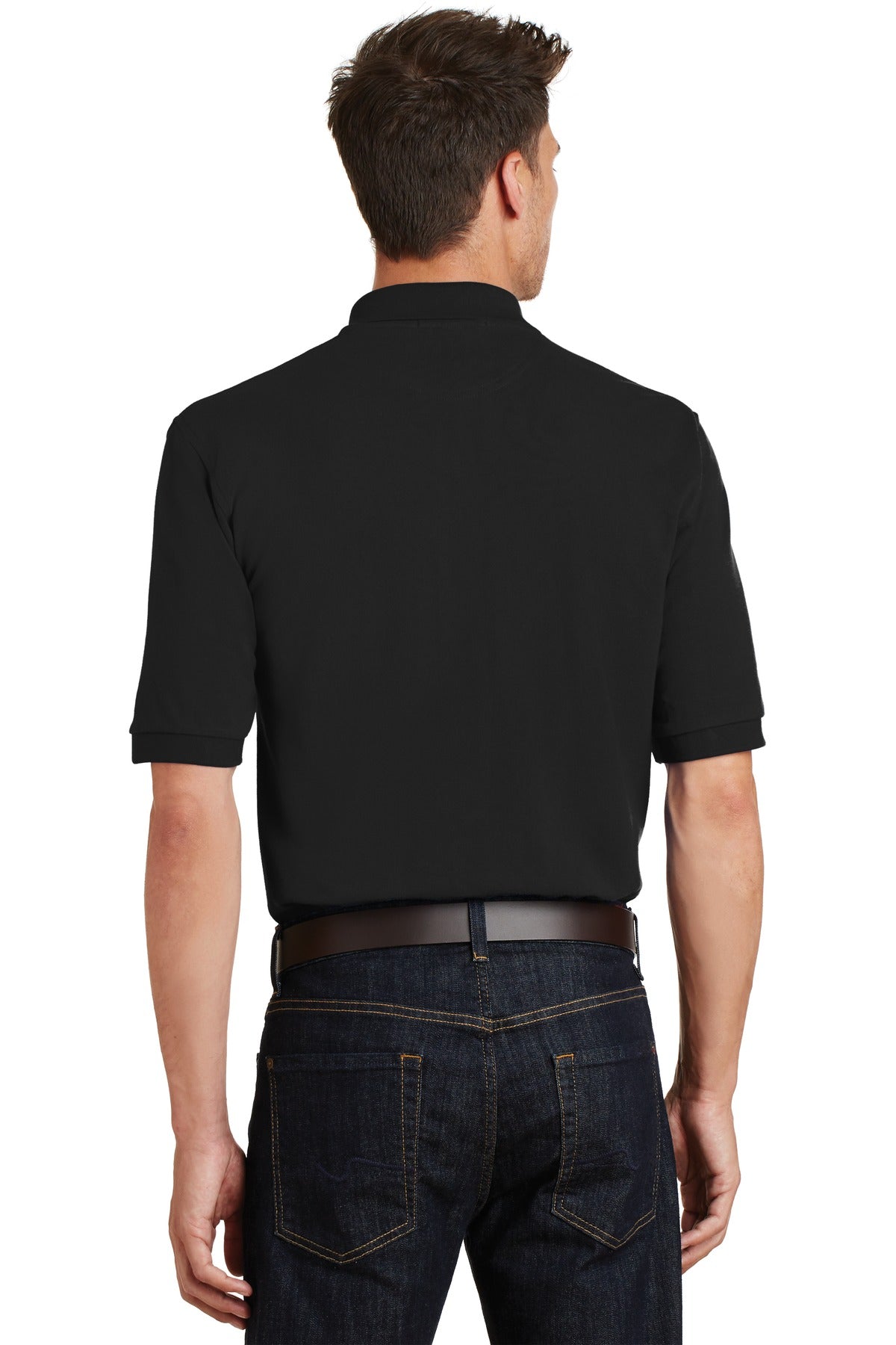 Port Authority Heavyweight Cotton Pique Polo with Pocket.  K420P Black