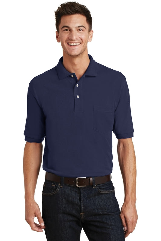 Port Authority Heavyweight Cotton Pique Polo with Pocket.  K420P Navy