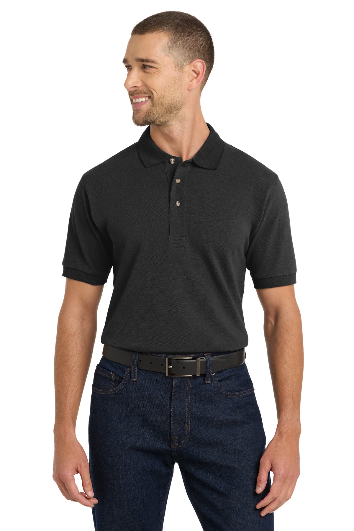 Port Authority Heavyweight Cotton Pique Polo K420 Black