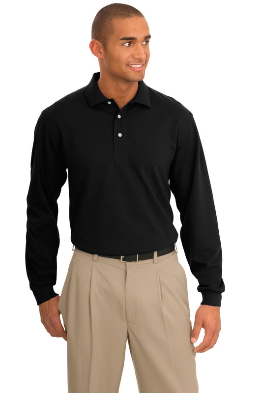 Port Authority Rapid Dry Long Sleeve Polo.  K455LS Jet Black