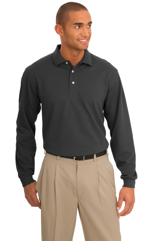 Port Authority Rapid Dry Long Sleeve Polo.  K455LS Charcoal