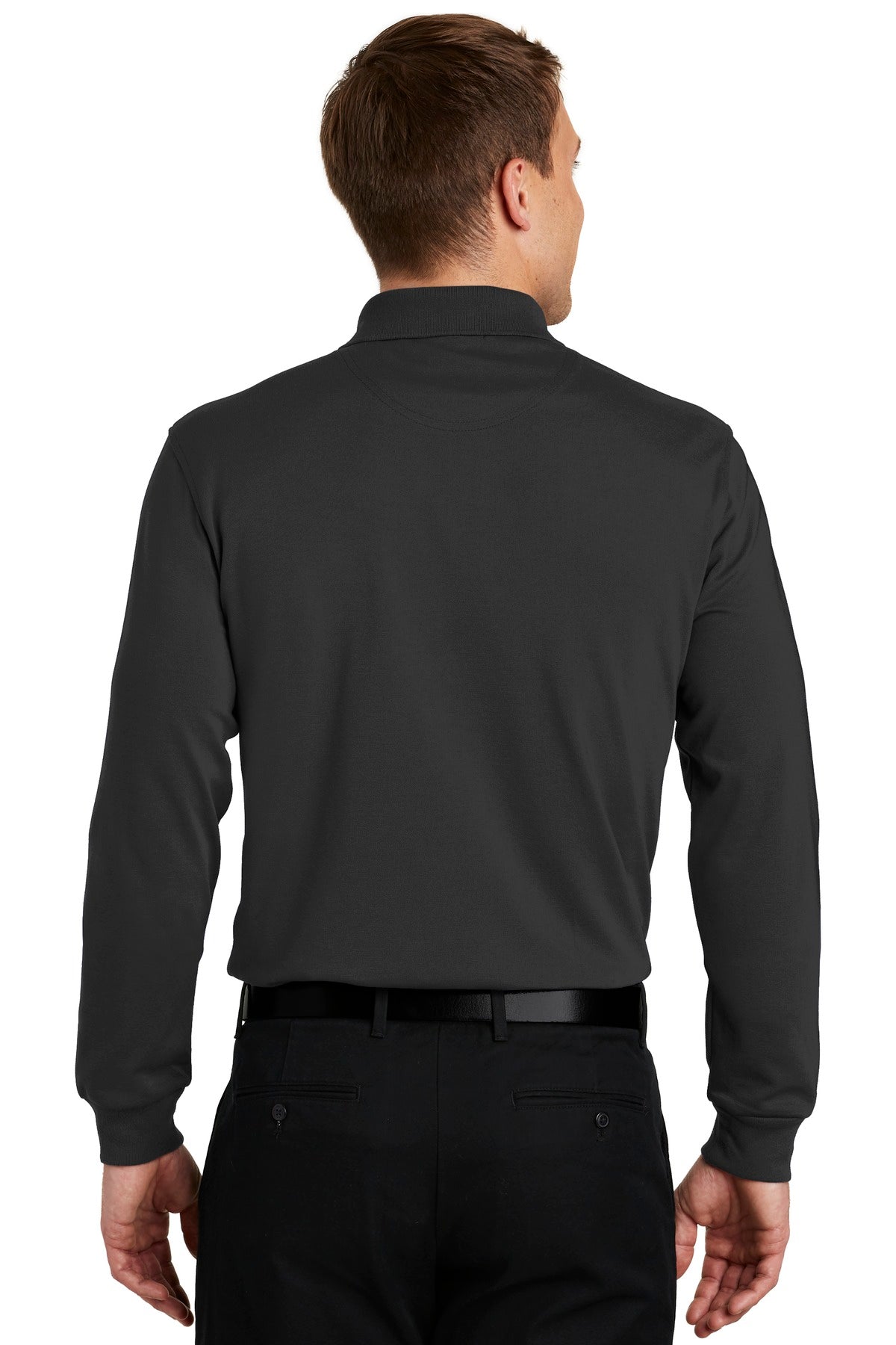 Port Authority Rapid Dry Long Sleeve Polo.  K455LS Jet Black