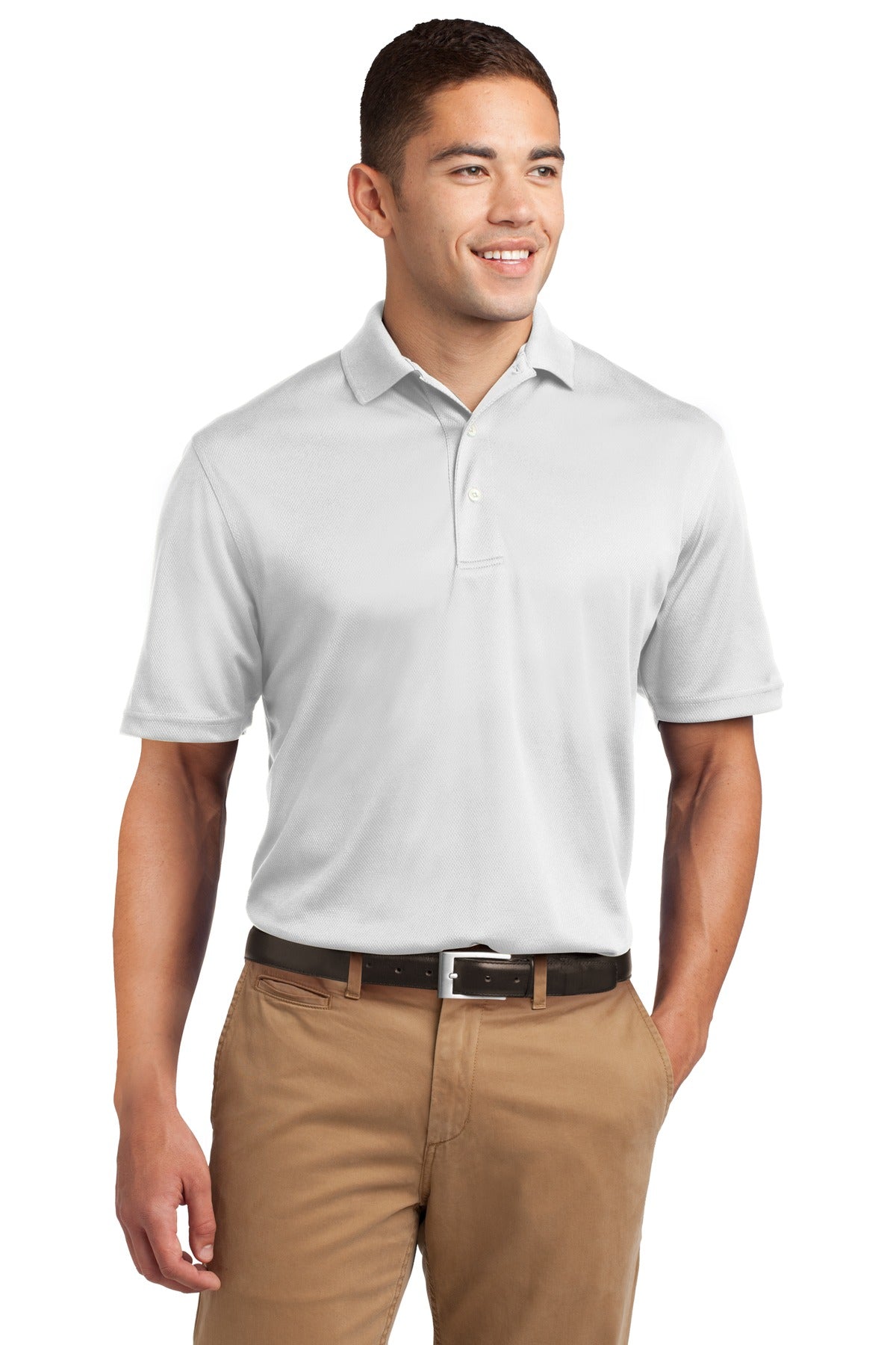 Sport-Tek Dri-Mesh Polo.  K469 White