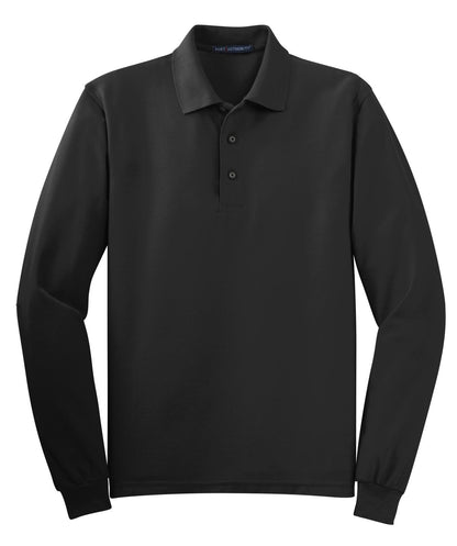 Port Authority Silk Touch Long Sleeve Polo.  K500LS Black