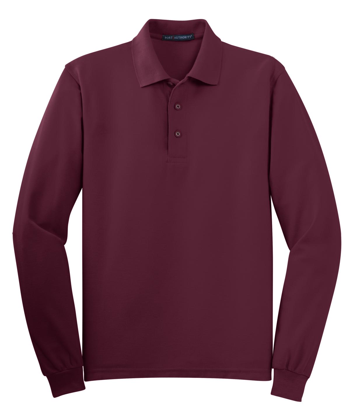 Port Authority Silk Touch Long Sleeve Polo.  K500LS Burgundy