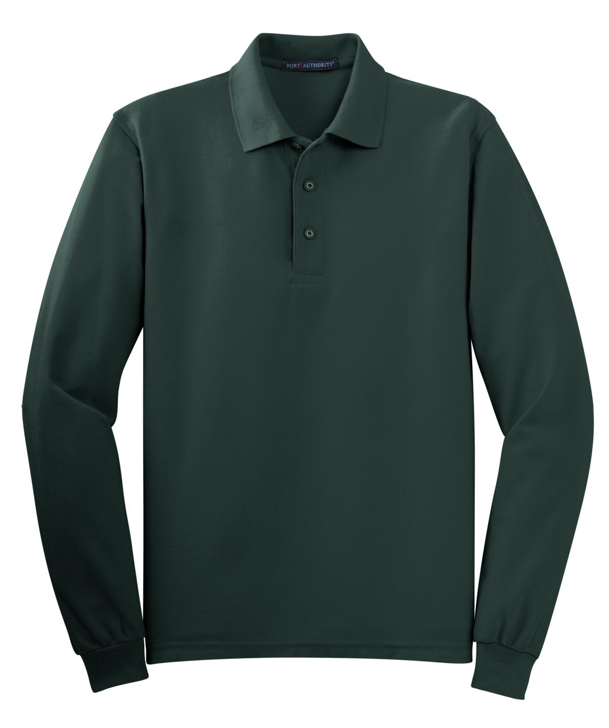 Port Authority Silk Touch Long Sleeve Polo.  K500LS Dark Green