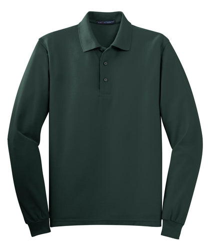 Port Authority Silk Touch Long Sleeve Polo.  K500LS Dark Green