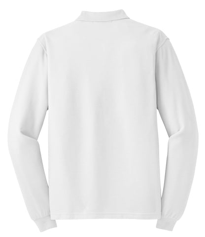 Port Authority Silk Touch Long Sleeve Polo.  K500LS White