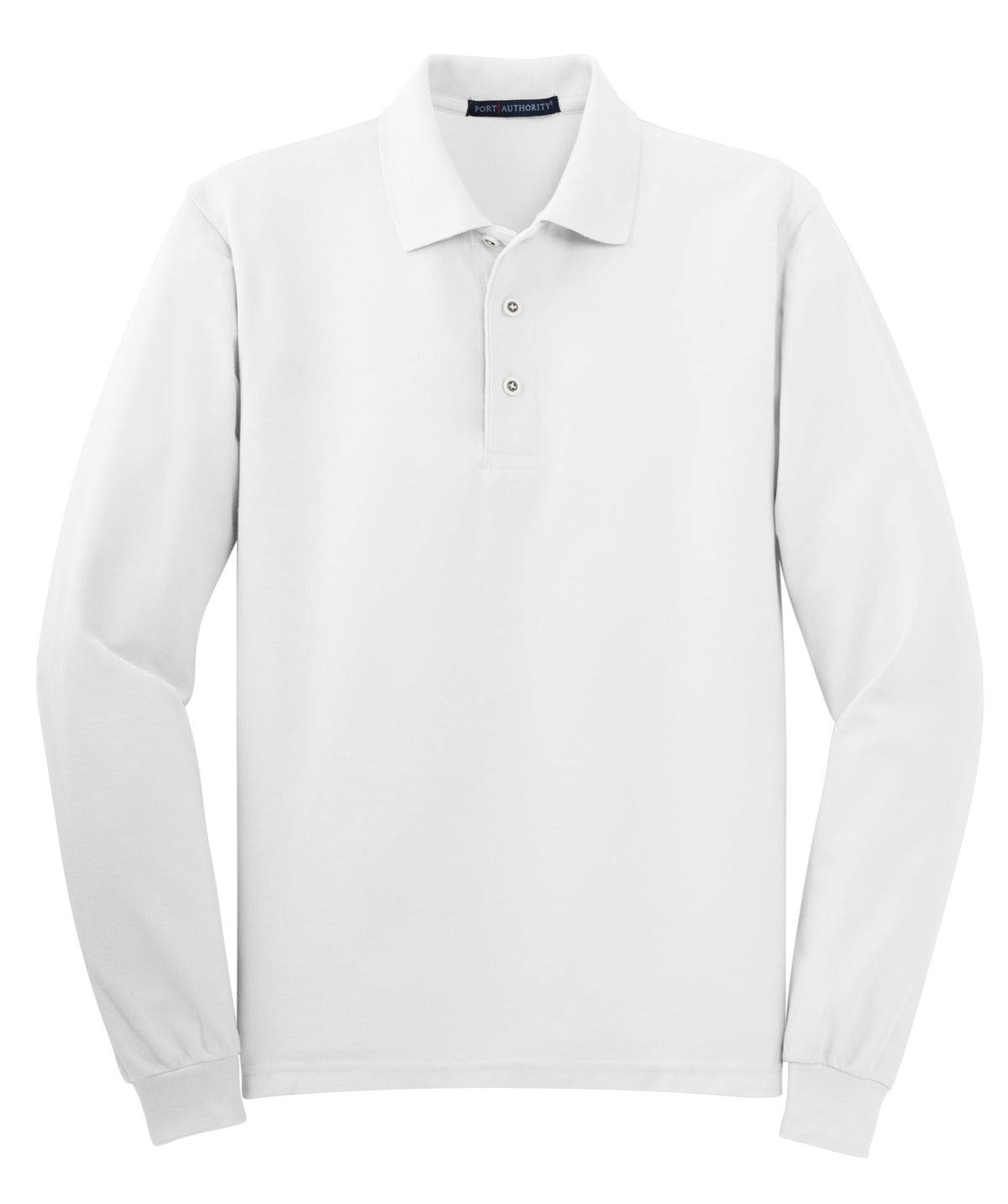 Port Authority Silk Touch Long Sleeve Polo.  K500LS White