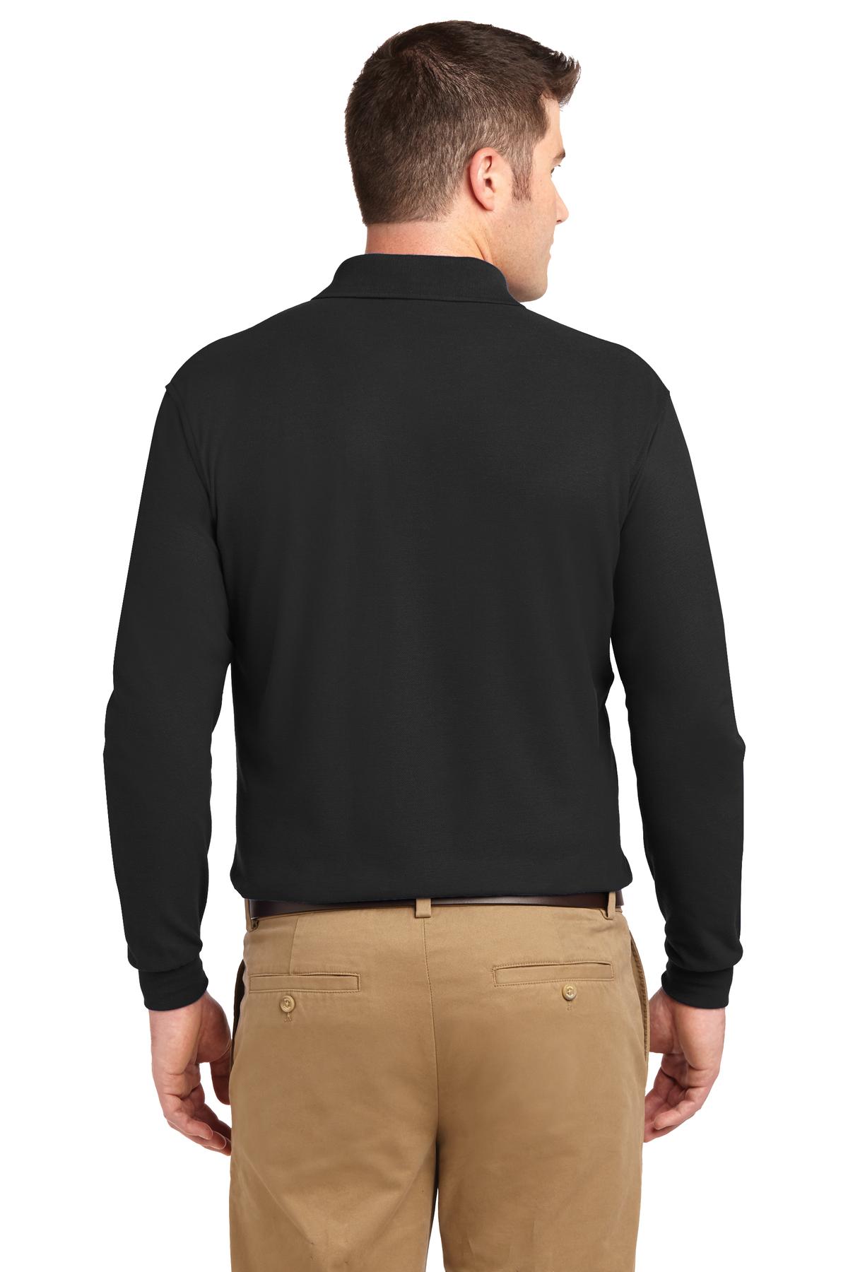 Port Authority Silk Touch Long Sleeve Polo.  K500LS Black