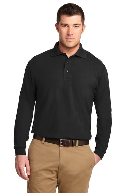Port Authority Silk Touch Long Sleeve Polo.  K500LS Black