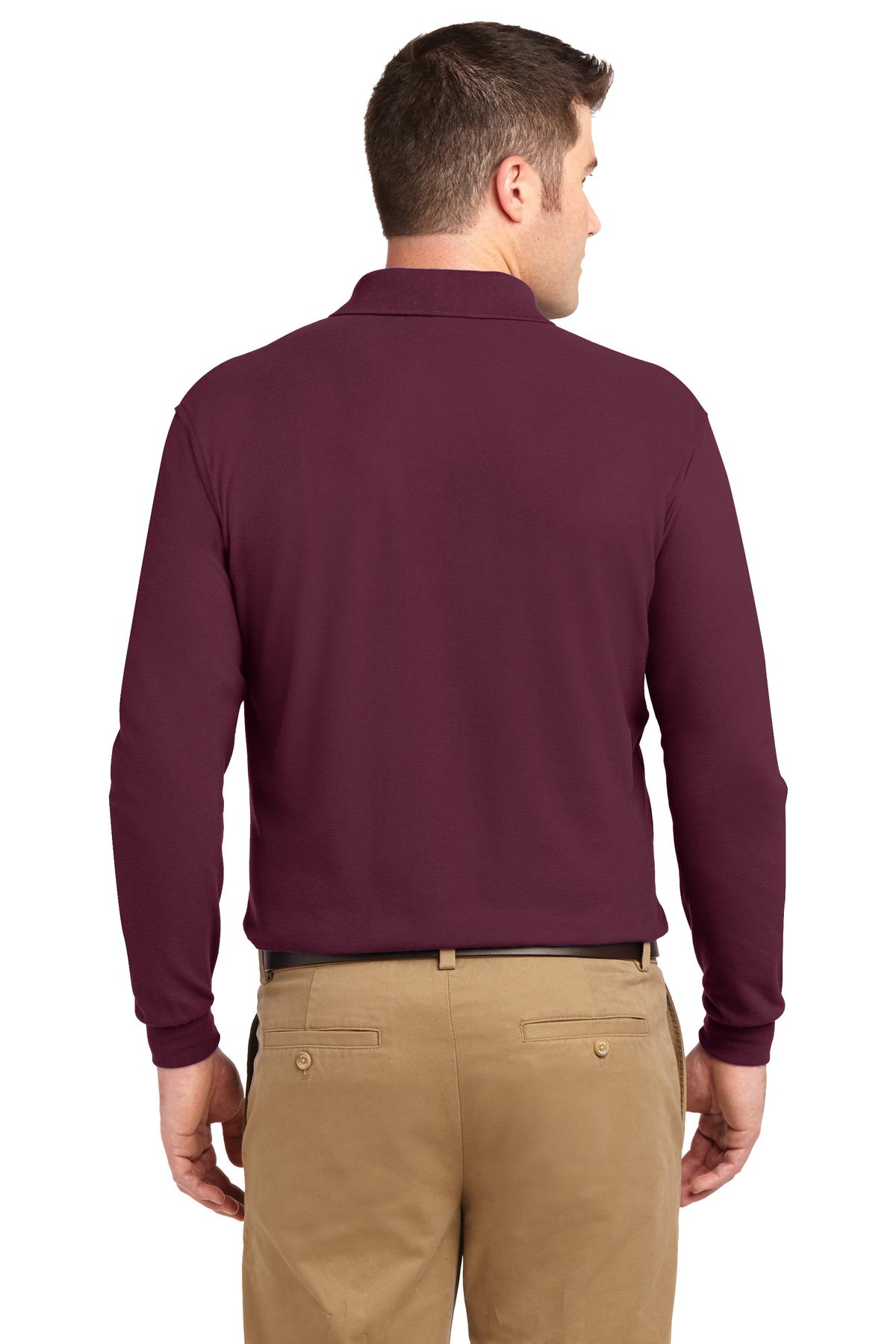 Port Authority Silk Touch Long Sleeve Polo.  K500LS Burgundy