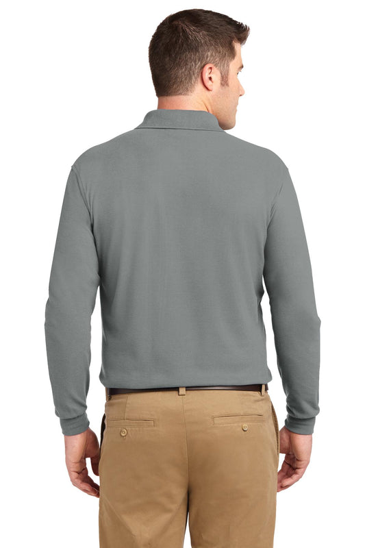 Port Authority Silk Touch Long Sleeve Polo.  K500LS Cool Grey