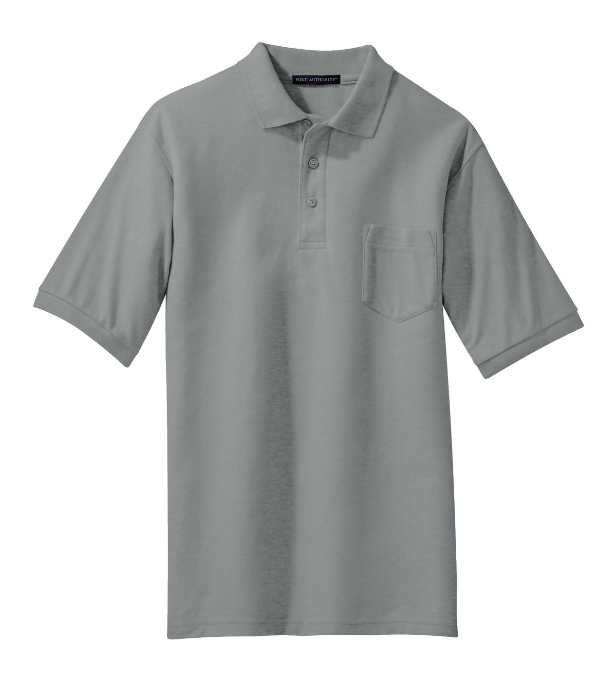 Port Authority Silk Touch Polo with Pocket.  K500P Cool Grey