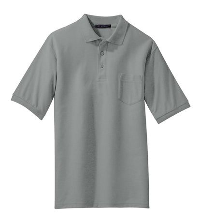 Port Authority Silk Touch Polo with Pocket.  K500P Cool Grey