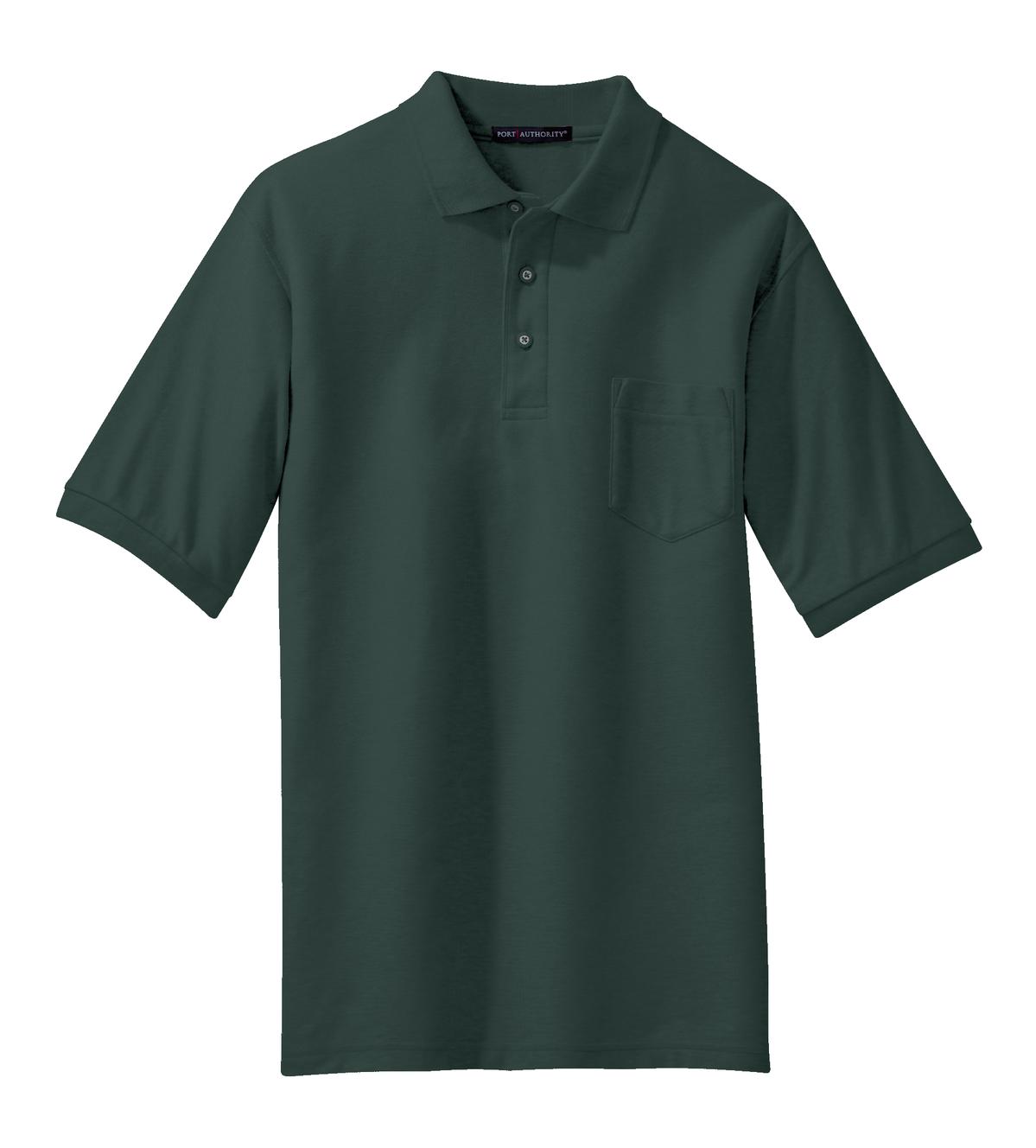 Port Authority Silk Touch Polo with Pocket.  K500P Dark Green