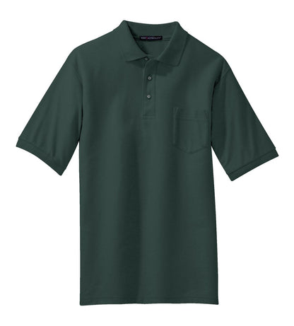 Port Authority Silk Touch Polo with Pocket.  K500P Dark Green