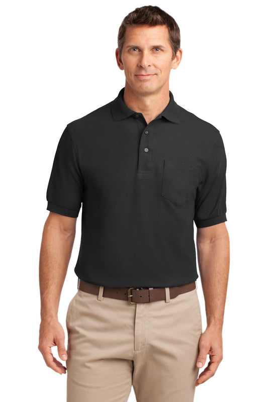 Port Authority Silk Touch Polo with Pocket.  K500P Black