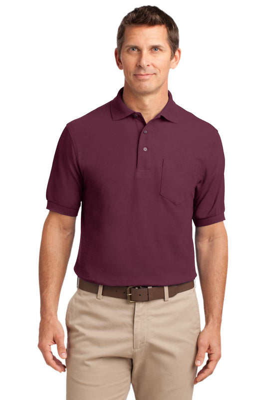 Port Authority Silk Touch Polo with Pocket.  K500P Burgundy